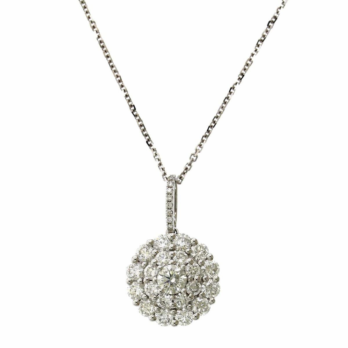 14K White Gold Diamond Alternating Size Circle Necklace, 14k white gold, Long's Jeweler's