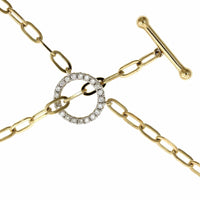 14K Yellow Gold Paperclip Lariat Diamond Heart Necklace, 14k white gold, Long's Jewelers