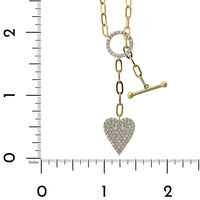 14K Yellow Gold Paperclip Lariat Diamond Heart Necklace, 14k white gold, Long's Jewelers