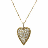 14K Yellow Gold Heart Beaded Edge Pendant, 14k white gold, Long's Jewelers