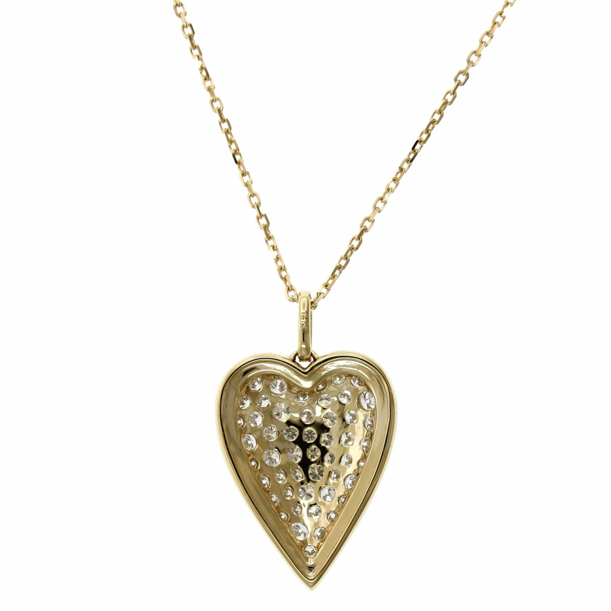 14K Yellow Gold Heart Beaded Edge Pendant, 14k white gold, Long's Jewelers