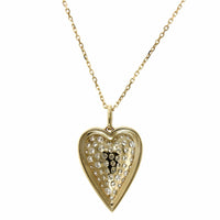 14K Yellow Gold Heart Beaded Edge Pendant, 14k white gold, Long's Jewelers