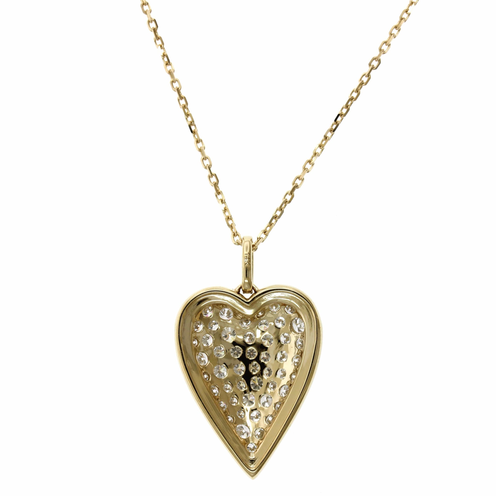 14K Yellow Gold Heart Beaded Edge Pendant, 14k white gold, Long's Jewelers