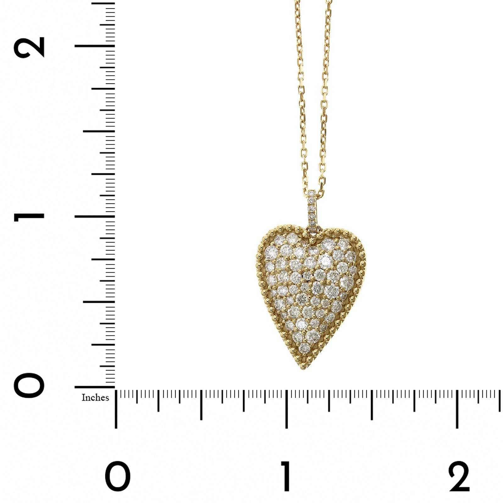 14K Yellow Gold Heart Beaded Edge Pendant, 14k white gold, Long's Jewelers