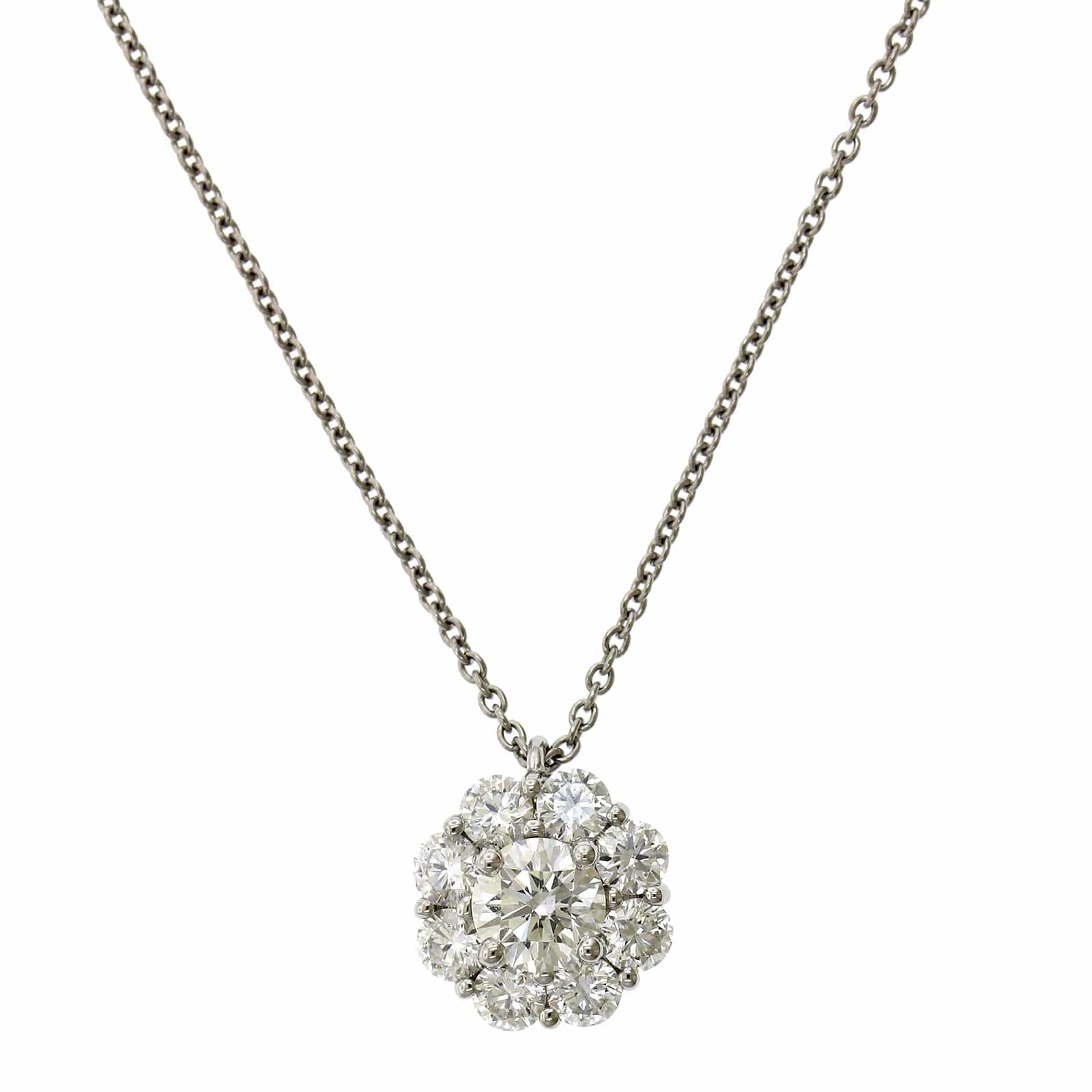 Platinum Diamond Cluster Halo Pendant, Platinum, Long's Jewelers