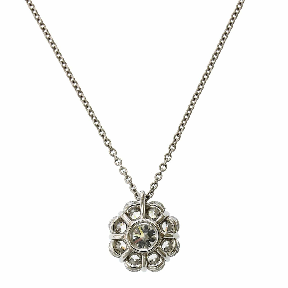 Platinum Diamond Cluster Halo Pendant, Platinum, Long's Jewelers
