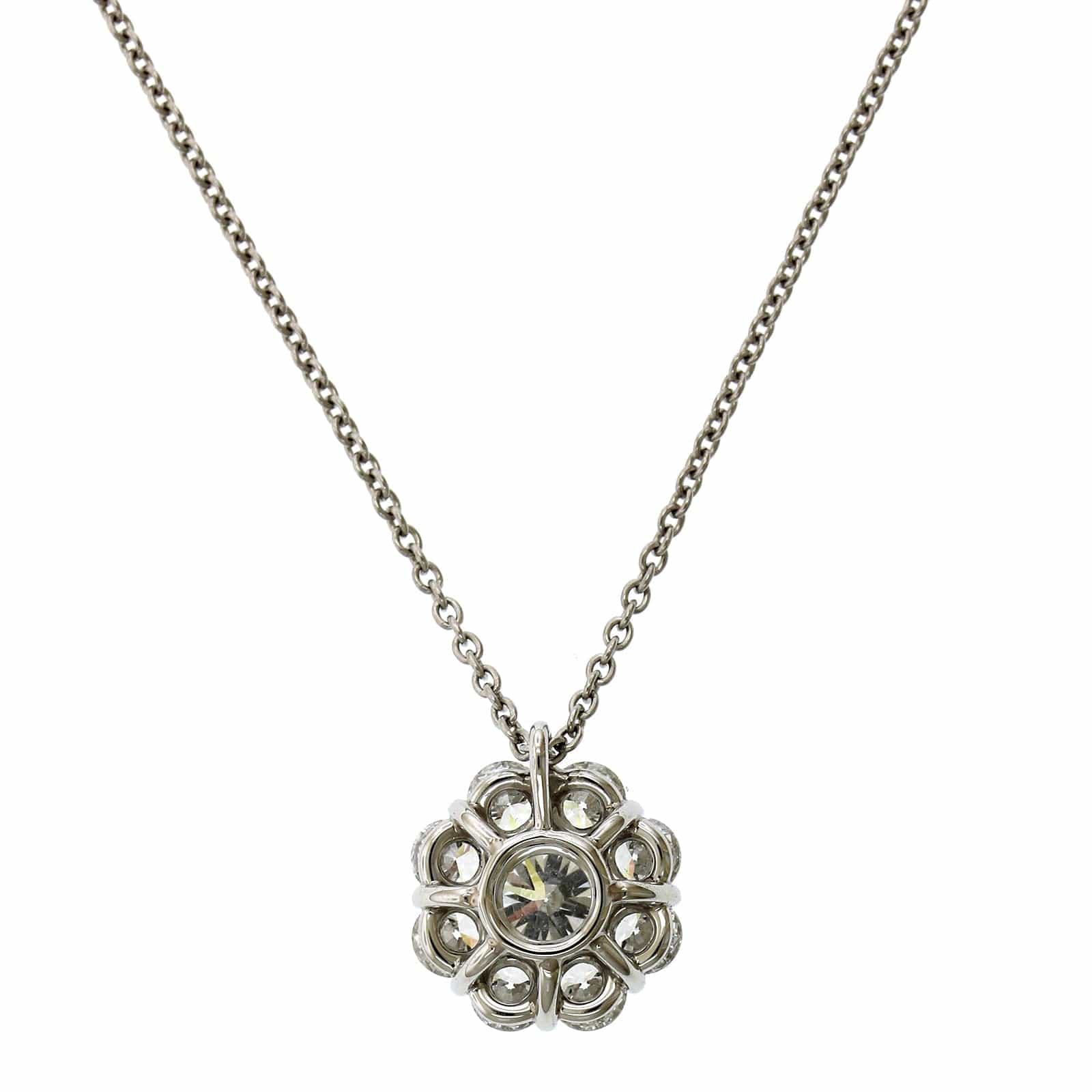 Platinum Diamond Cluster Halo Pendant, Platinum, Long's Jewelers