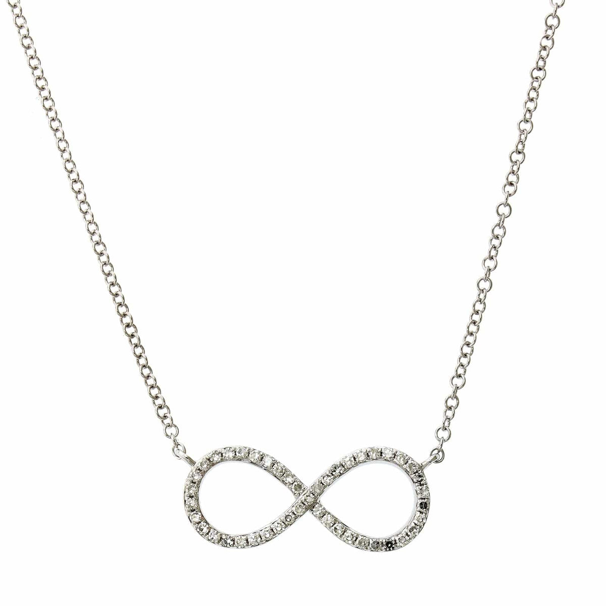 14K White Gold Diamond Infinity Necklace