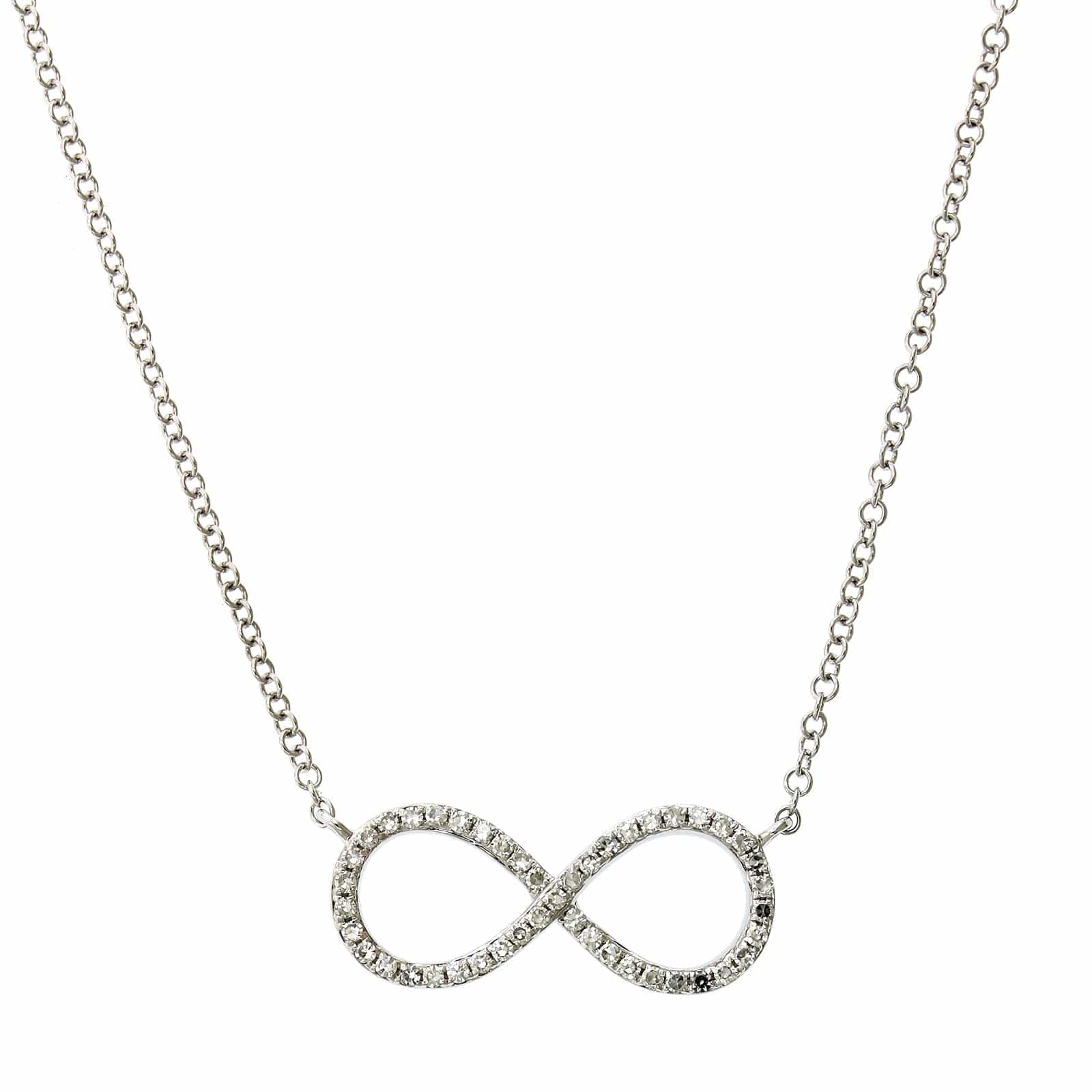 14K White Gold Diamond Infinity Necklace