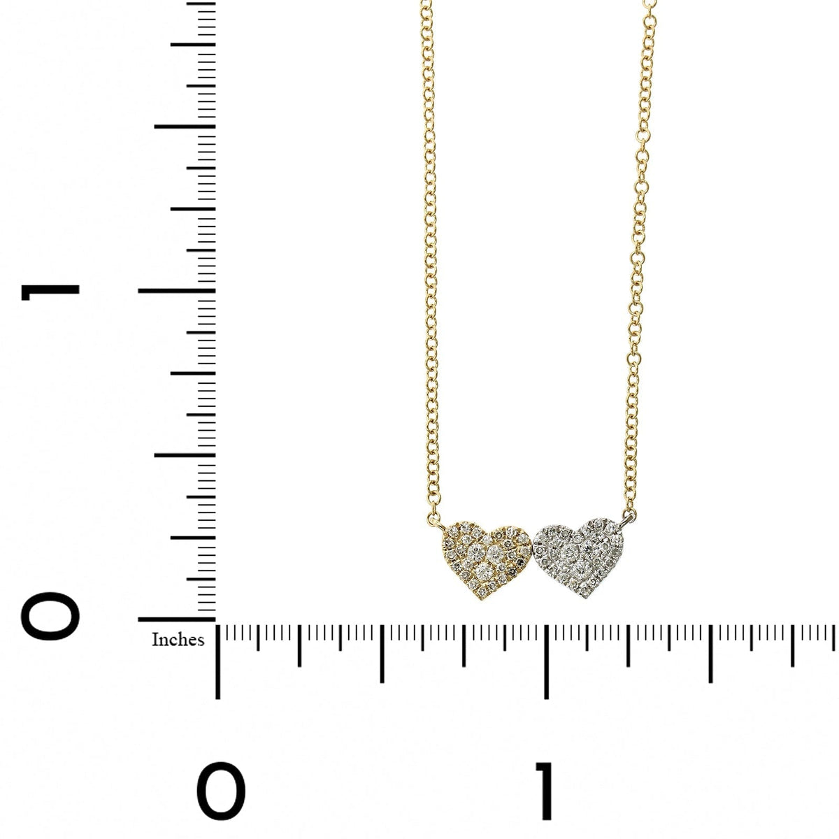 14K Yellow and White Gold Diamond Double Heart Pendant