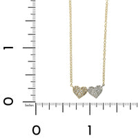 14K Yellow and White Gold Diamond Double Heart Pendant