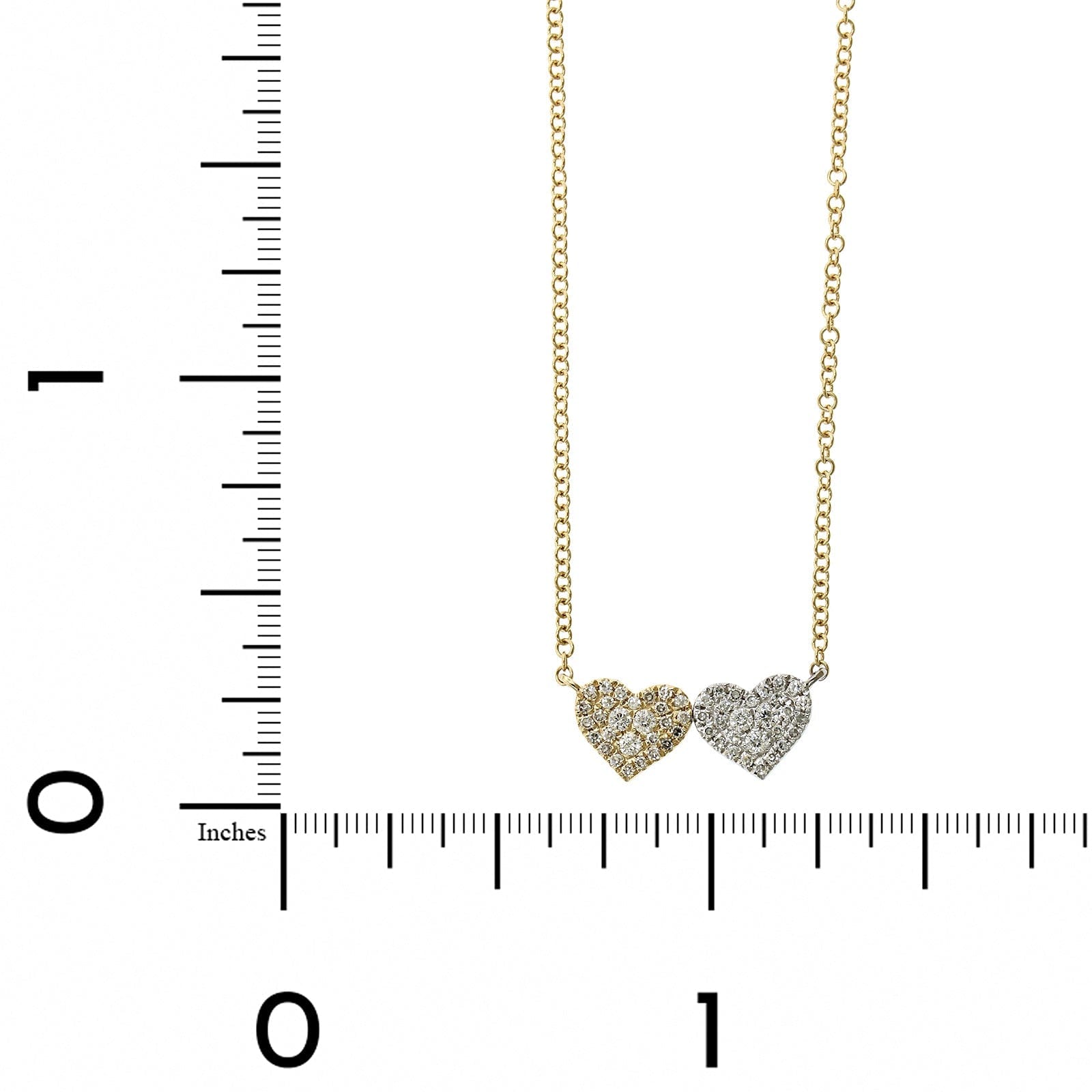 14K Yellow and White Gold Diamond Double Heart Pendant