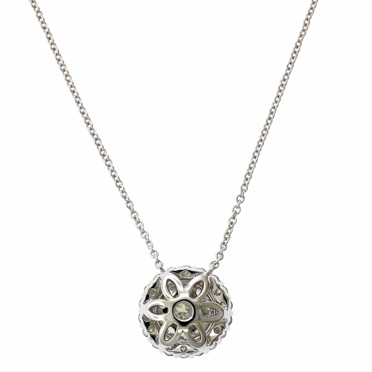 14K White Gold Double Diamond Halo Pendant