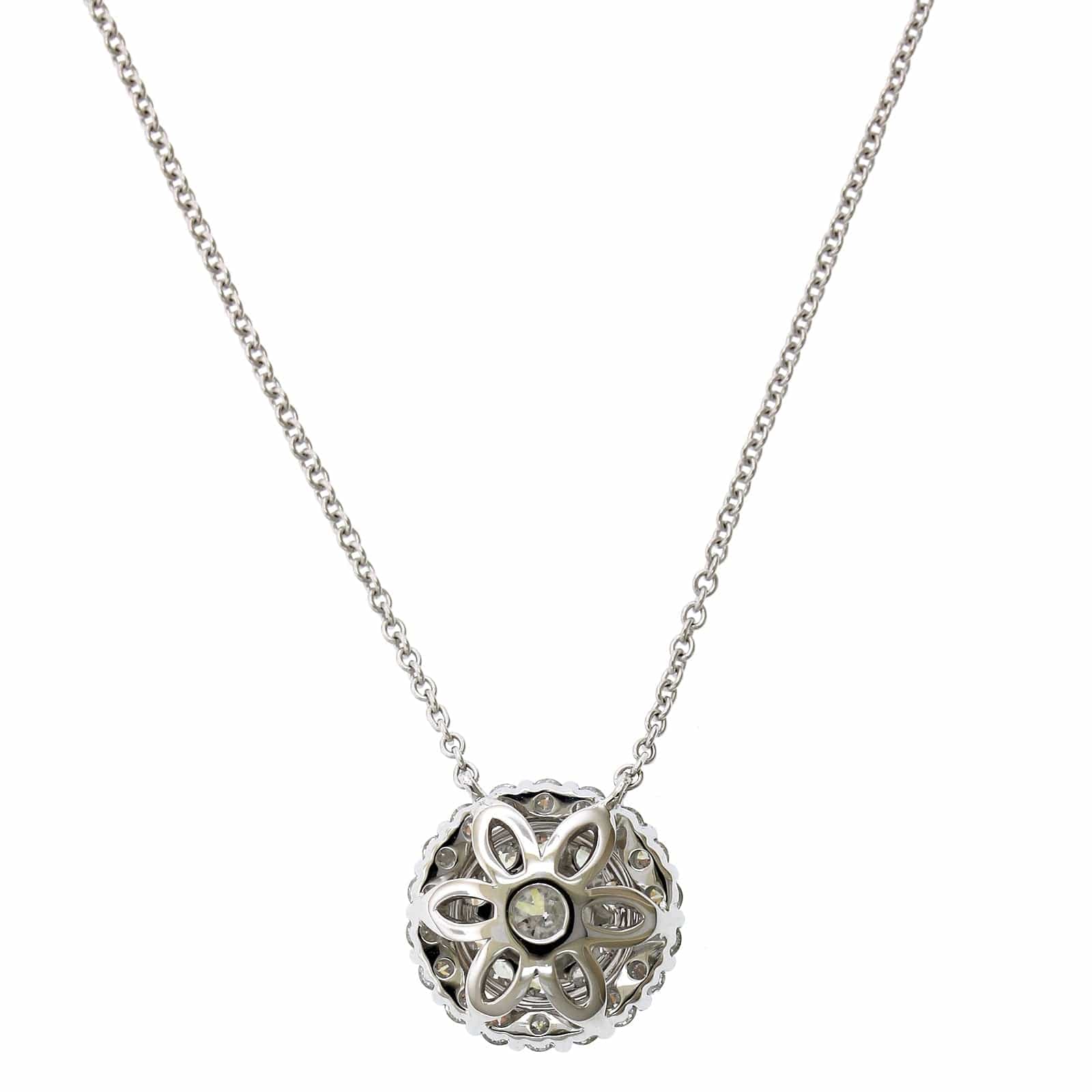 14K White Gold Double Diamond Halo Pendant
