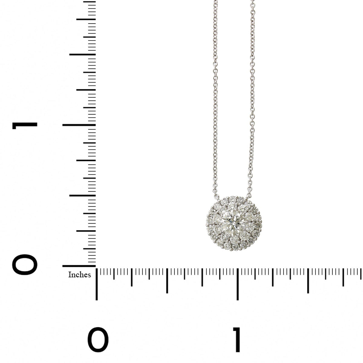 14K White Gold Double Diamond Halo Pendant