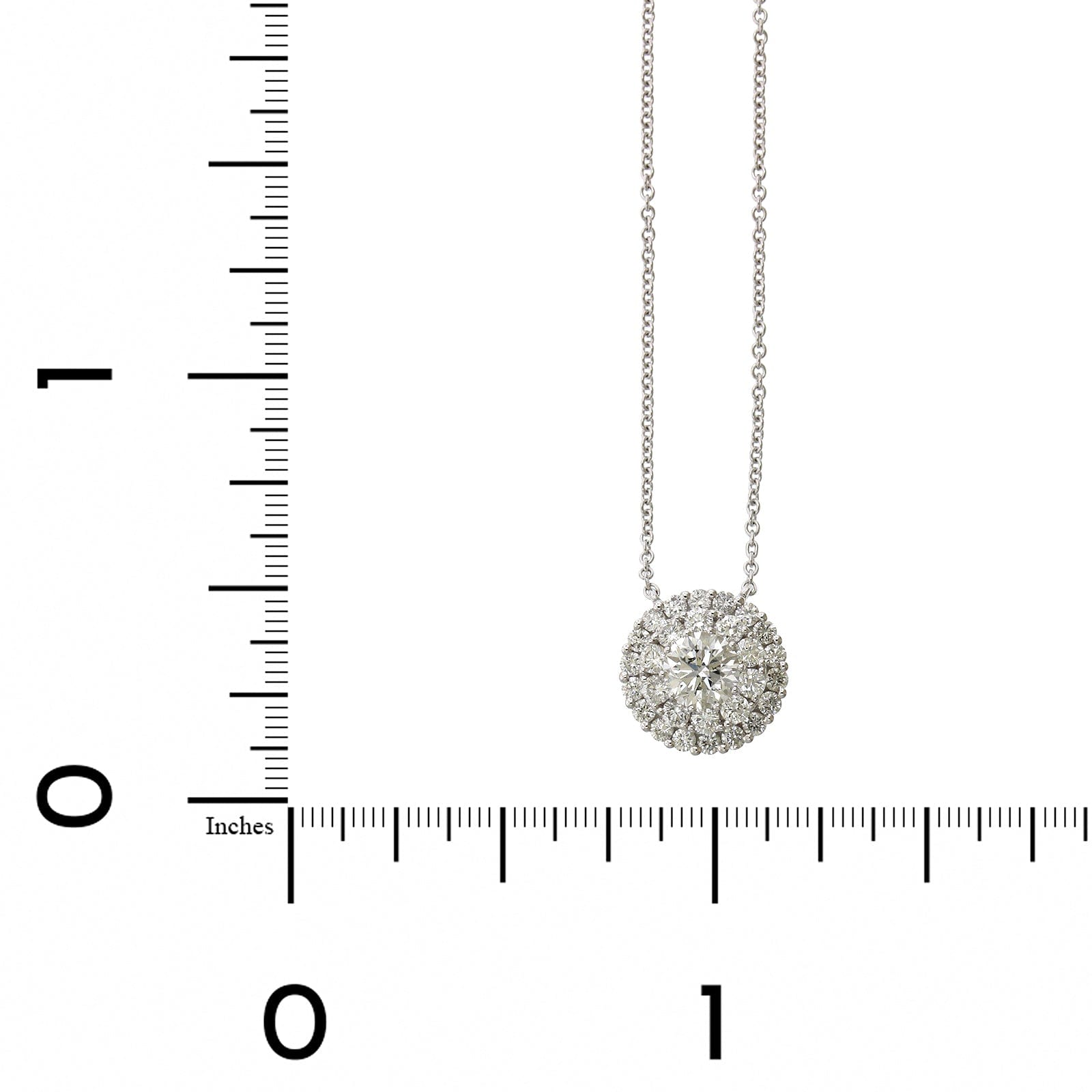 14K White Gold Double Diamond Halo Pendant