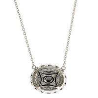 14K White Gold Oval Diamond Cluster Pendant