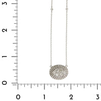 14K White Gold Oval Diamond Cluster Pendant