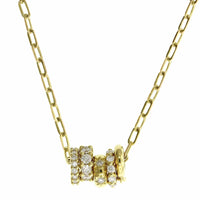 Penny Preville 18K Yellow Gold 5 Diamond Pendant Paperclip Chain Necklace