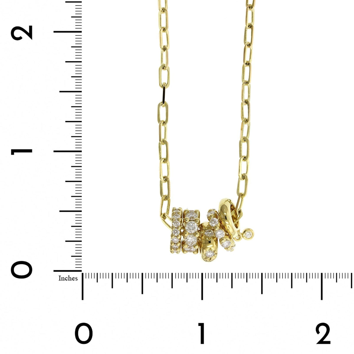 Penny Preville 18K Yellow Gold 5 Diamond Pendant Paperclip Chain Necklace