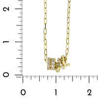Penny Preville 18K Yellow Gold 5 Diamond Pendant Paperclip Chain Necklace