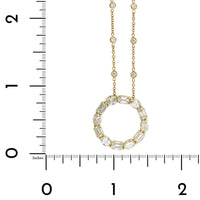 18K Yellow Gold Oval and Emerald Diamond Circle Necklace