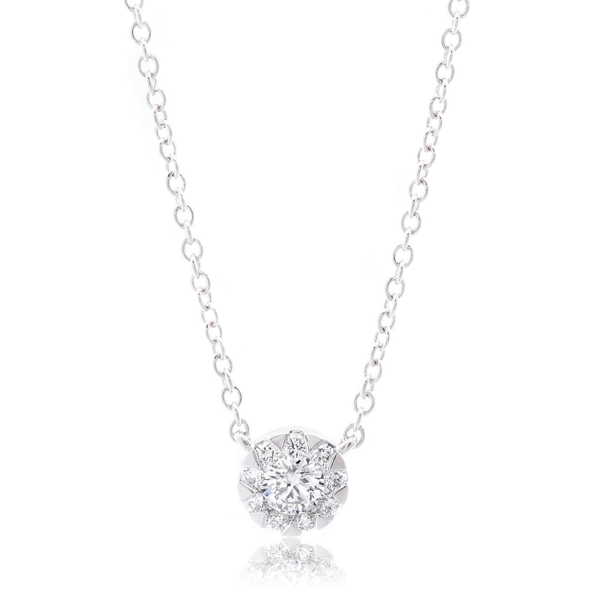 18K White Gold Diamond Bouquet Necklace