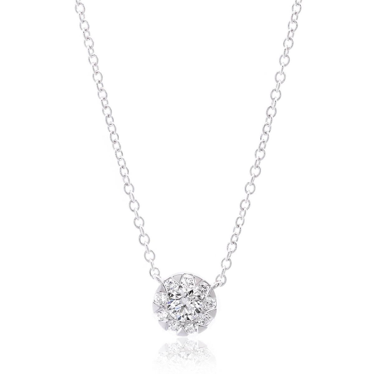 18K White Gold Diamond Bouquet Necklace