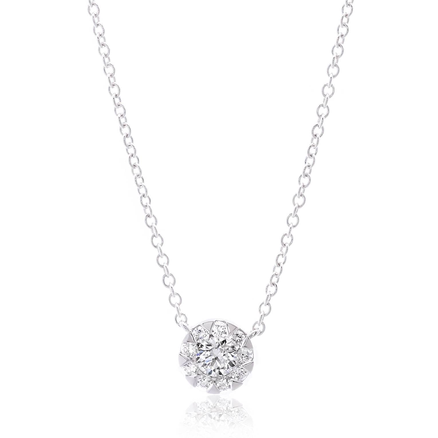 18K White Gold Diamond Bouquet Necklace