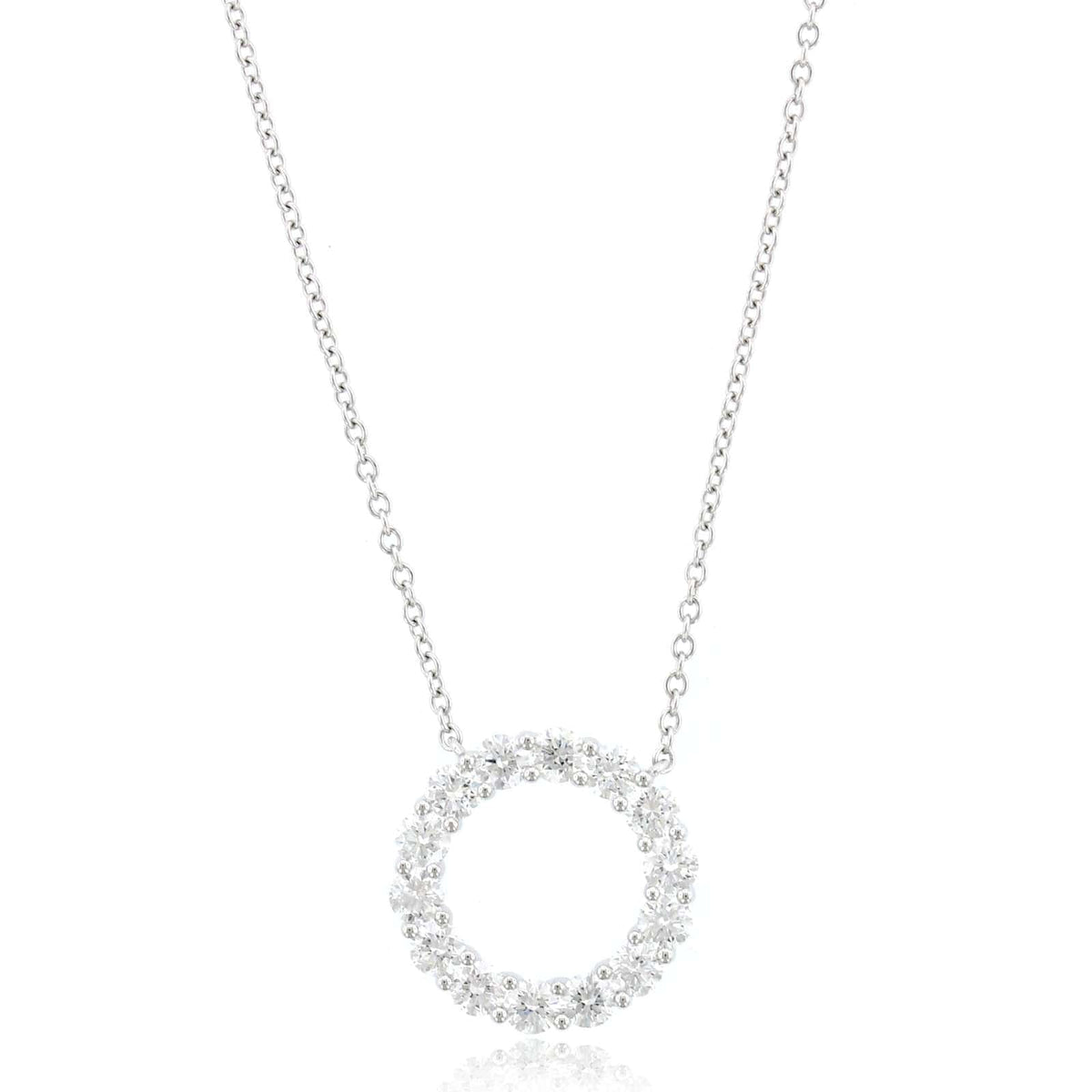 18K White Gold Diamond Circle Pendant