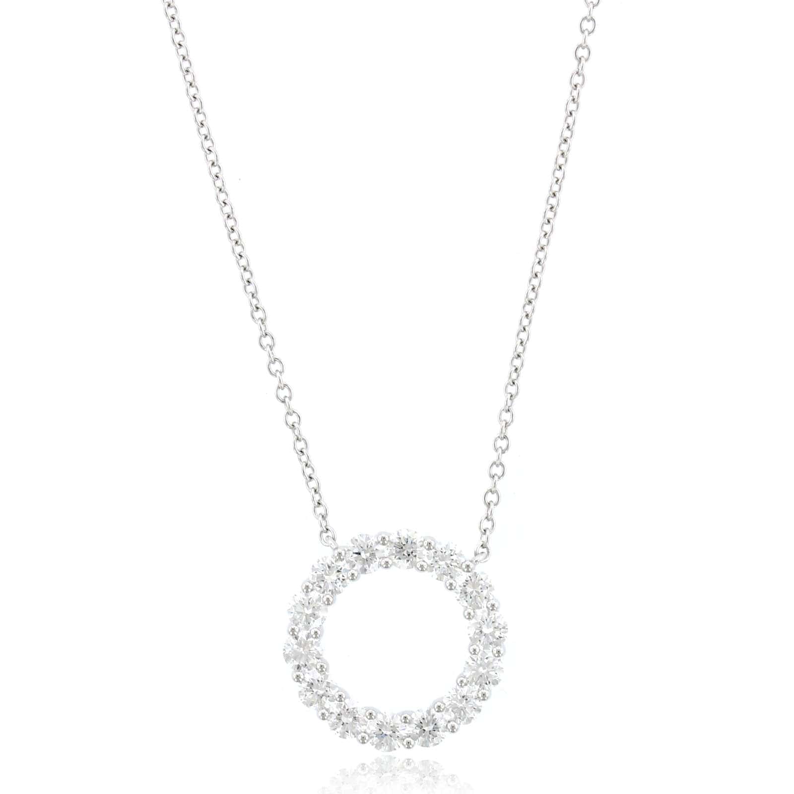 18K White Gold Diamond Circle Pendant