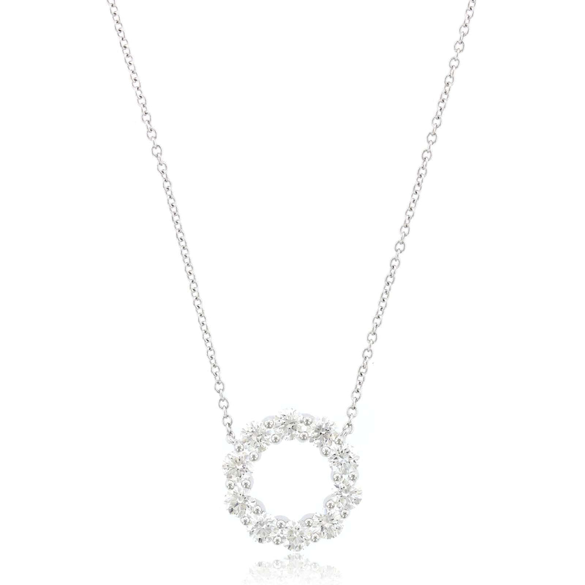 18K White Gold Diamond Circle Pendant