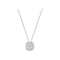 18K White Gold Cushion Bouquet Diamond Pendant, 18k white gold, Long's Jewelers