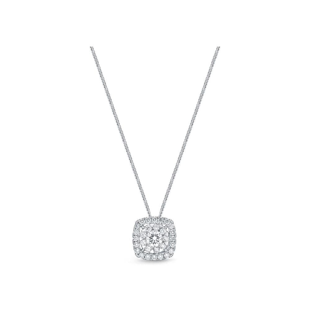 18K White Gold Cushion Bouquet Diamond Pendant, 18k white gold, Long's Jewelers