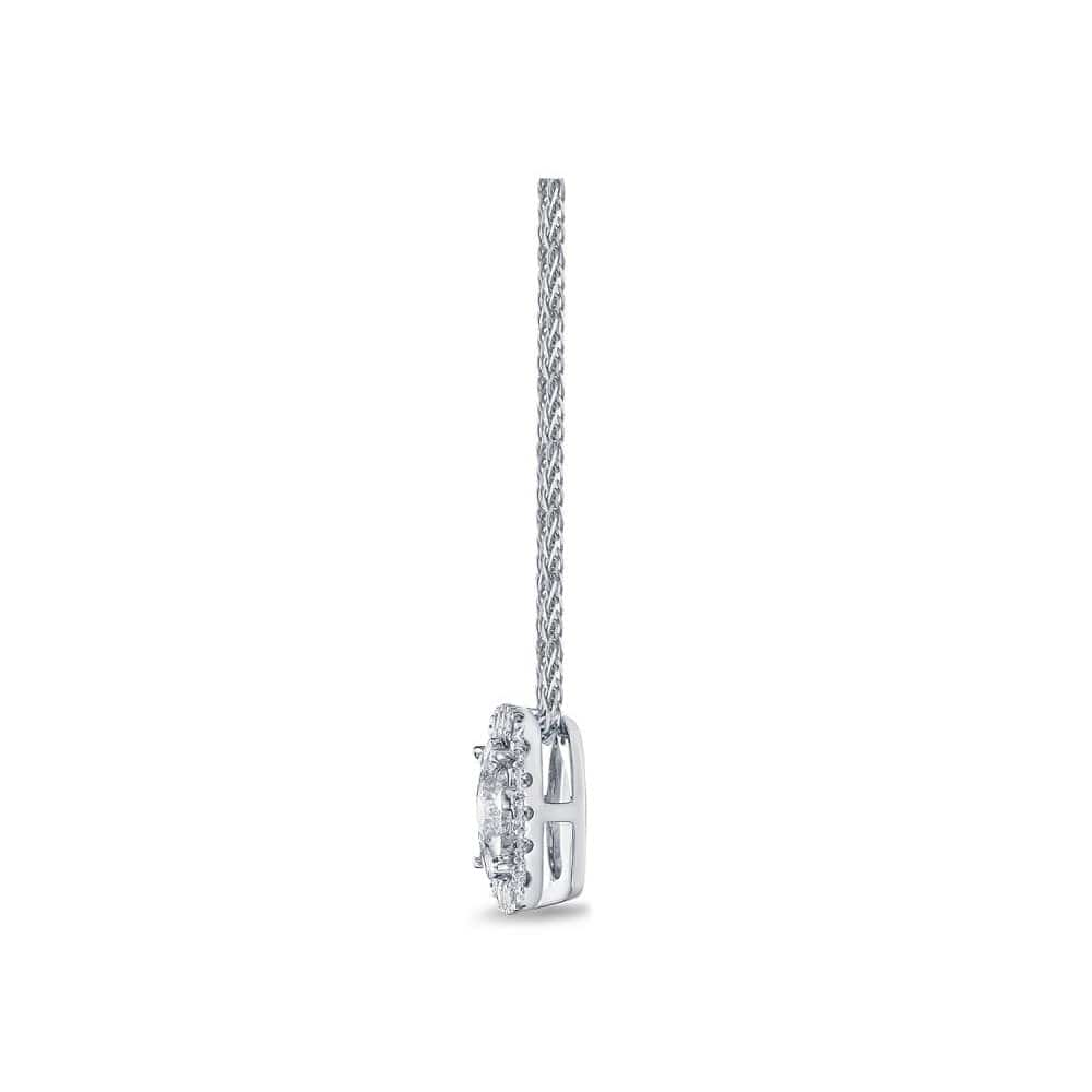 18K White Gold Cushion Bouquet Diamond Pendant, 18k white gold, Long's Jewelers