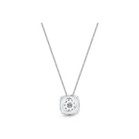18K White Gold Cushion Bouquet Diamond Pendant, 18k white gold, Long's Jewelers