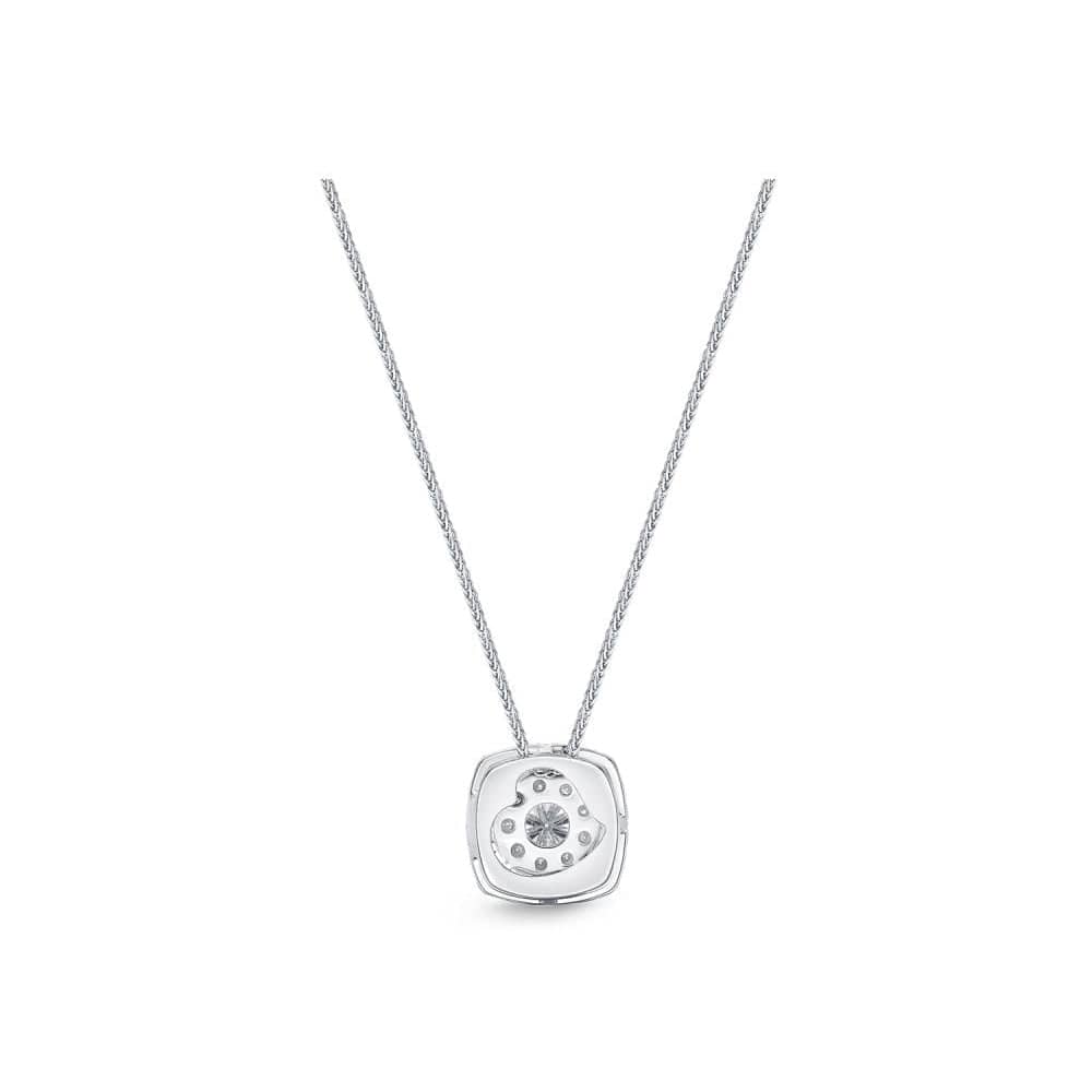 18K White Gold Cushion Bouquet Diamond Pendant, 18k white gold, Long's Jewelers