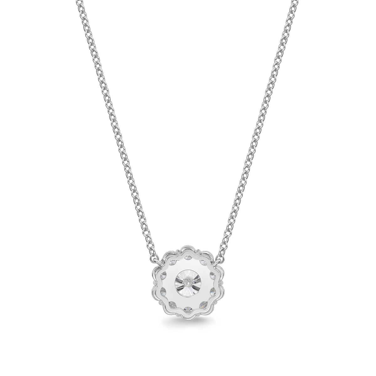 18K White Gold Blossom Diamond Halo Pendant, 18k white gold, Long's Jewelers