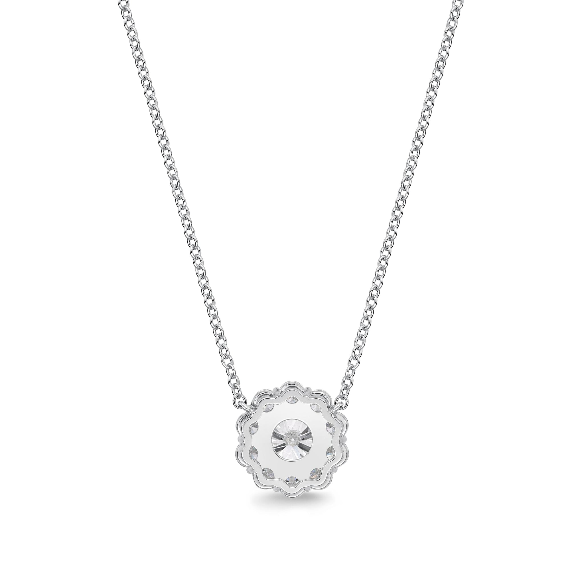 18K White Gold Blossom Diamond Halo Pendant, 18k white gold, Long's Jewelers