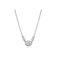 18K White Gold Bezel Set Oval Diamond Necklace, 18k white gold, Long's Jewelers