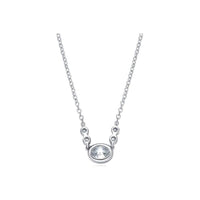 18K White Gold Bezel Set Oval Diamond Necklace, 18k white gold, Long's Jewelers
