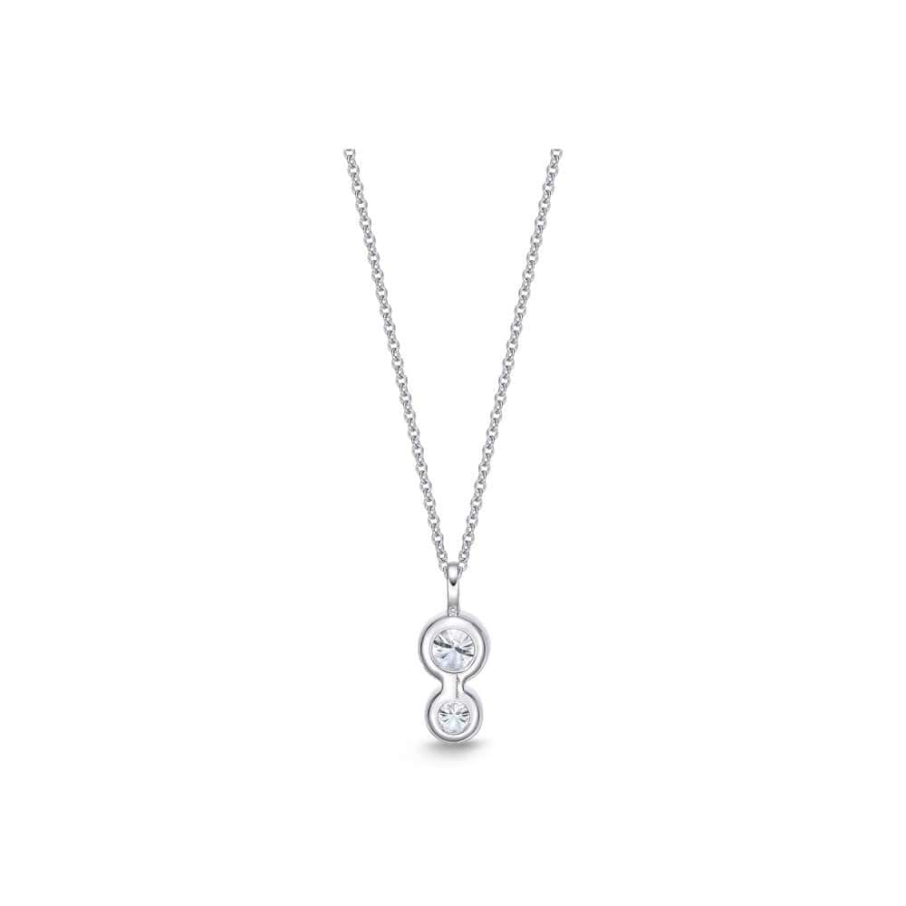18K White Gold 2 Stone Bezel Set Diamond Pendant, 18k white gold, Long's Jewelers