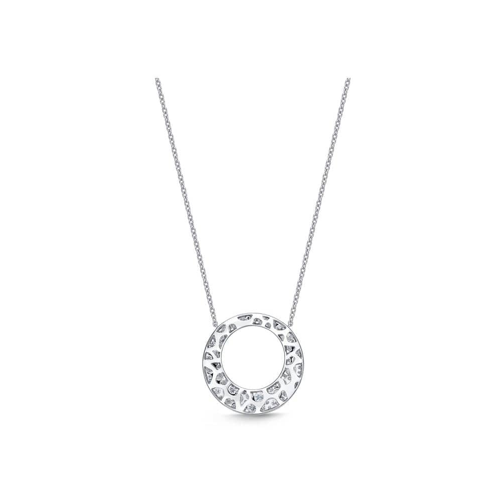 18K White Gold Diamond Open Circle Necklace, 18k white gold, Long's Jewelers