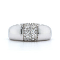 18K White Gold Pave Center Dome Ring