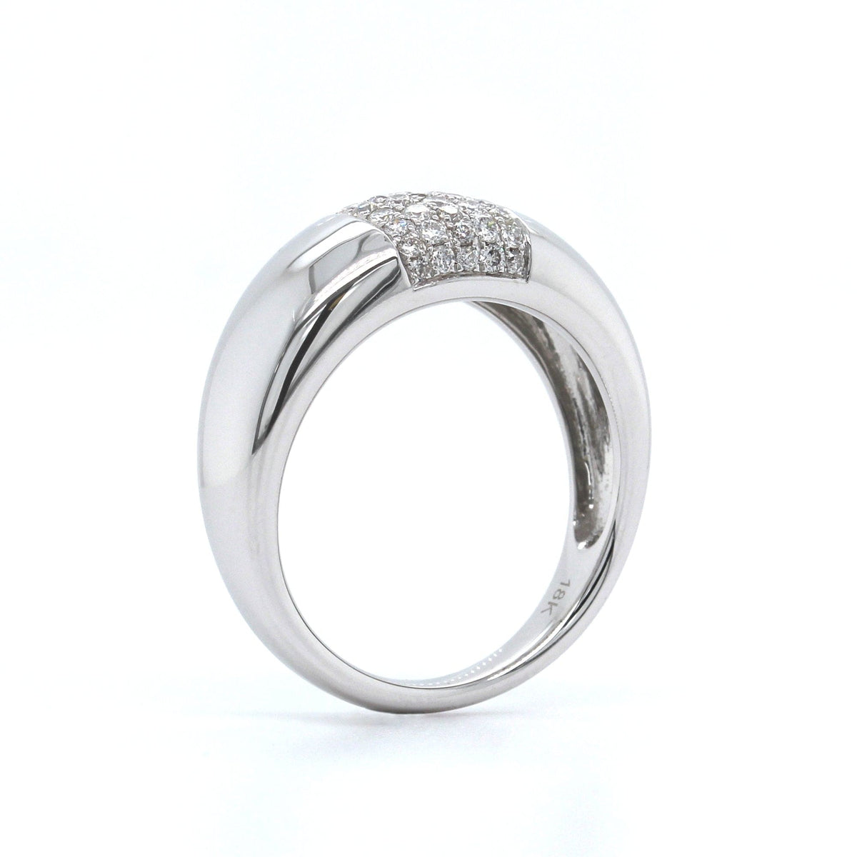 18K White Gold Pave Center Dome Ring