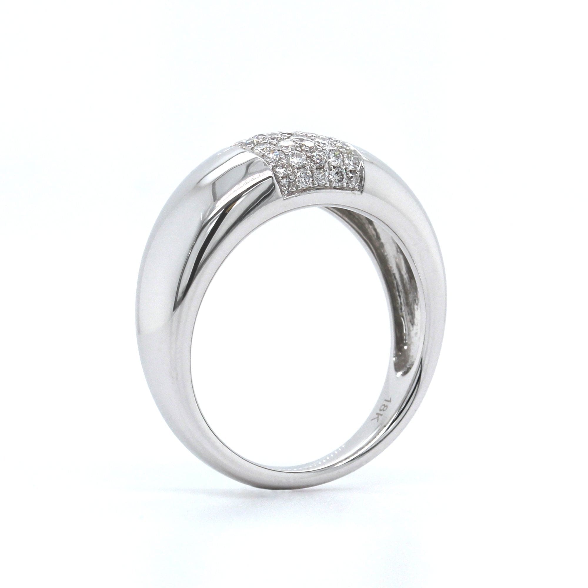 18K White Gold Pave Center Dome Ring