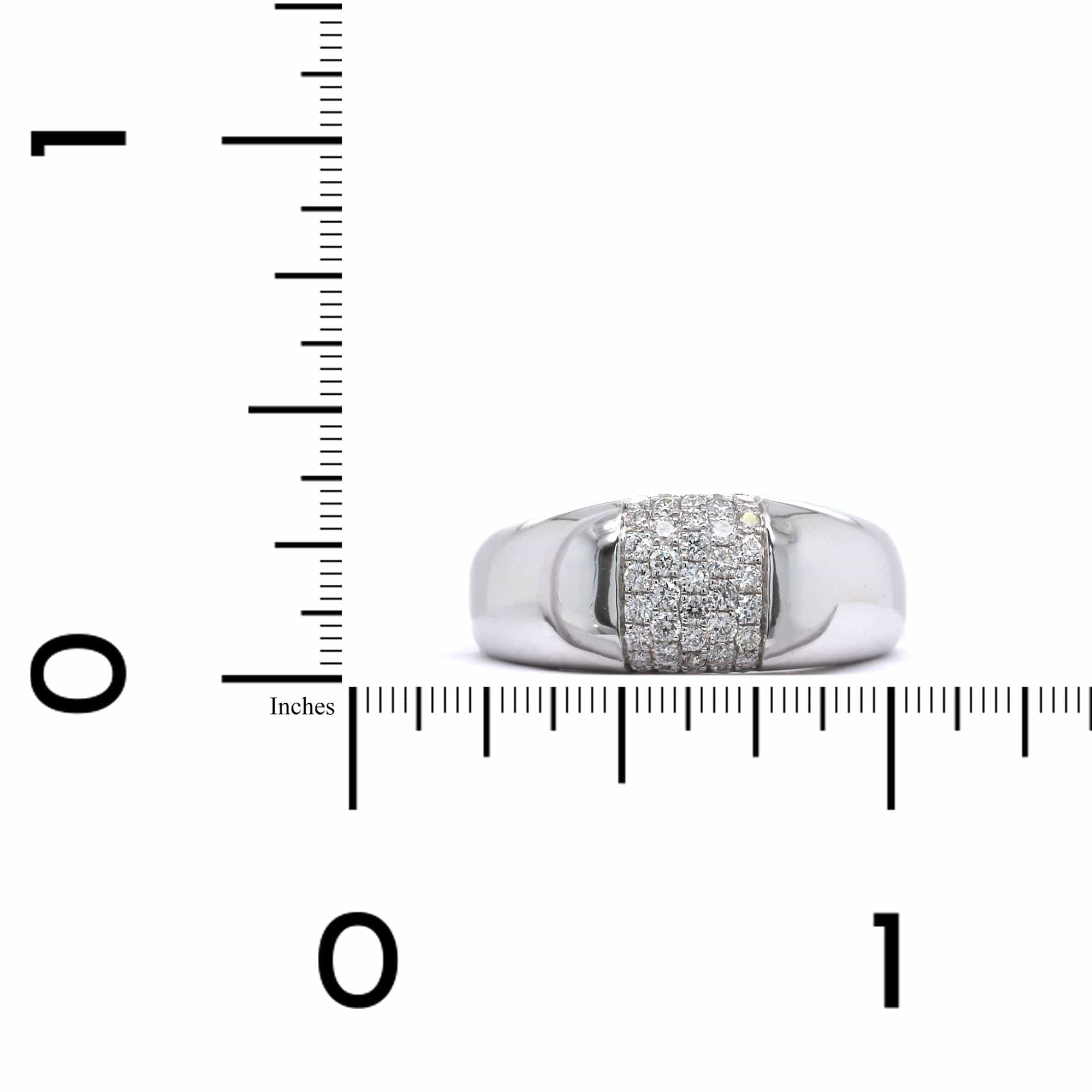 18K White Gold Pave Center Dome Ring