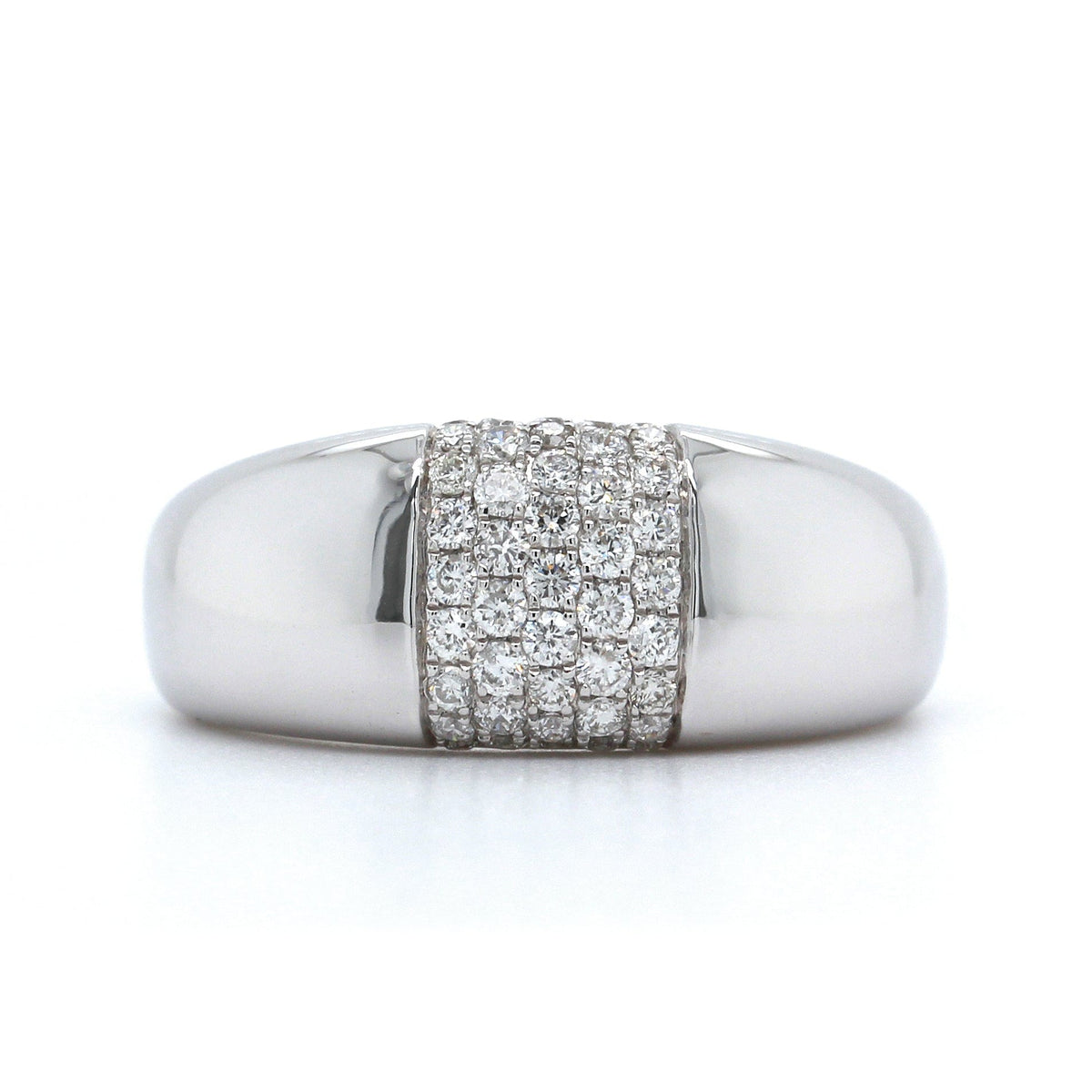 18K White Gold Pave Center Dome Ring