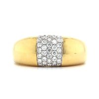 18K Yellow Gold Pave Center Dome Ring