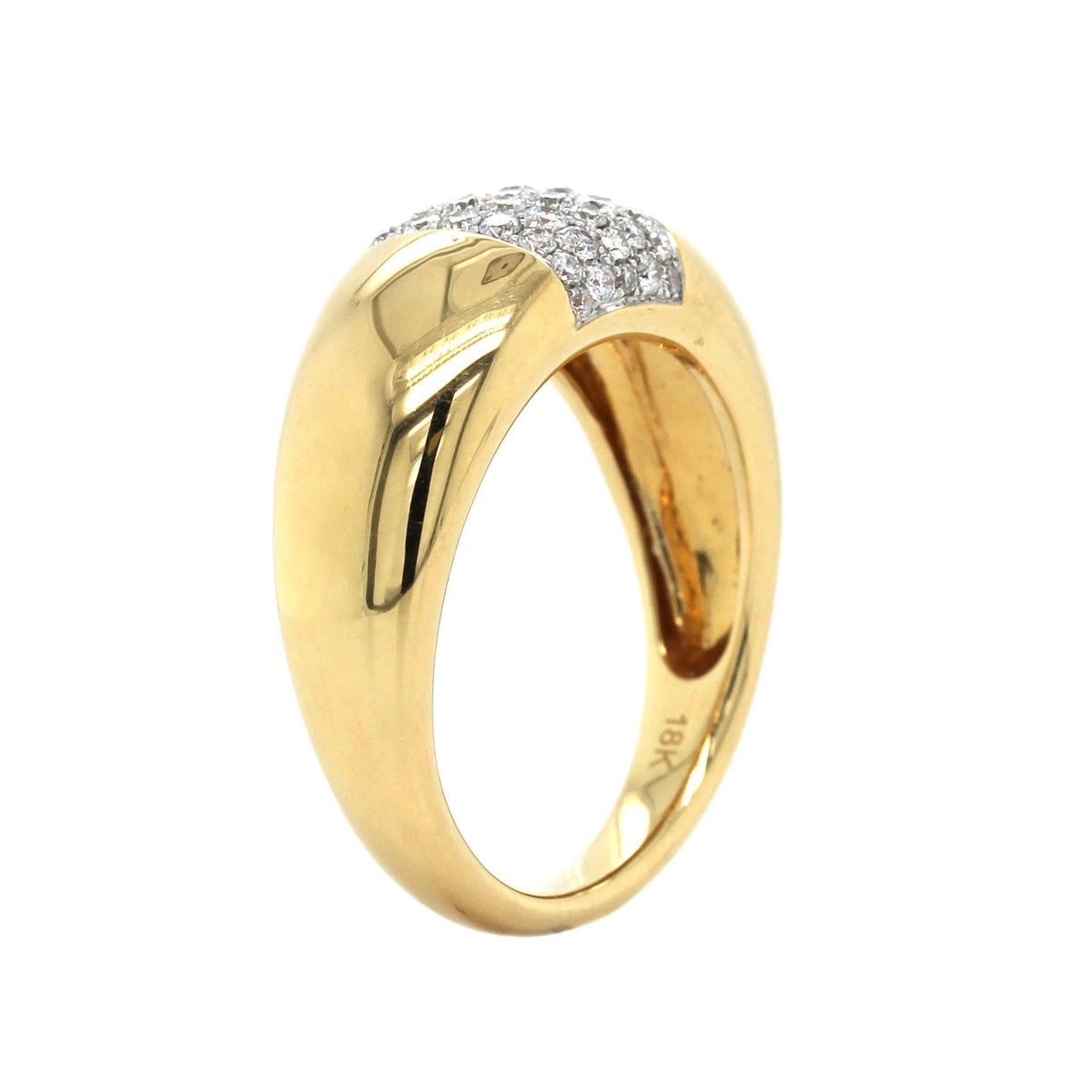 18K Yellow Gold Pave Center Dome Ring